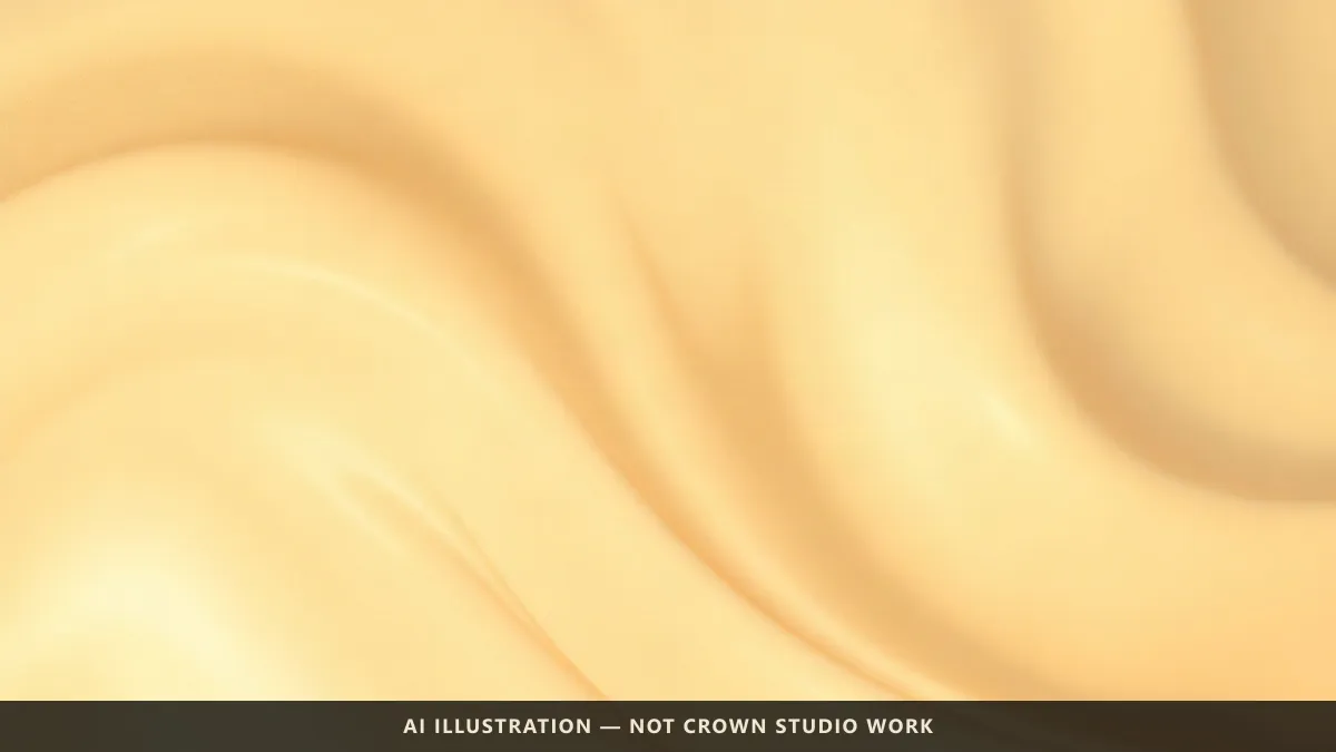 صورة توضيحية مولَّدة تُجسّد القوام والملمس تحت إضاءة ناعمة — ليست من أعمال Crown Studio.
